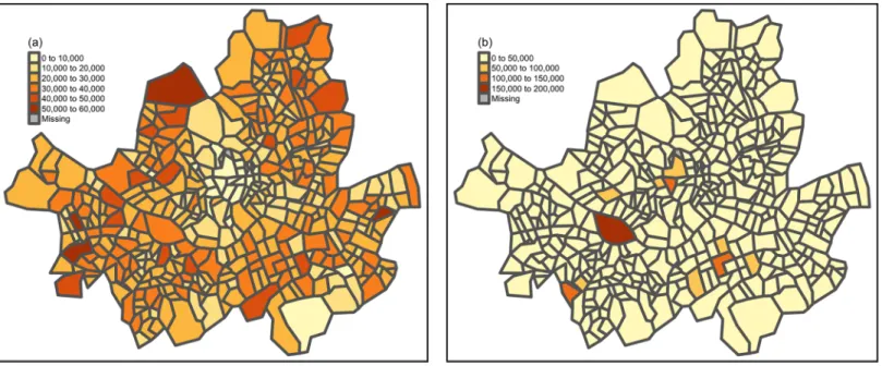 Fig 4 shows the distribution of residential population and the number of employees in Seoul
