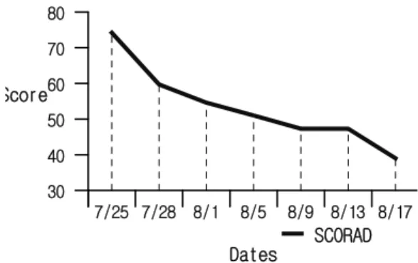Fig. 2. Kunz type - Variation of Intensity items scores     * Intensity(18)  =  The  degree  of  six  parameters