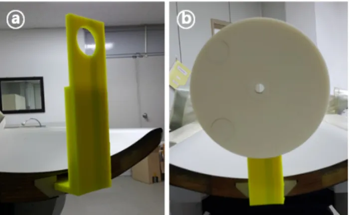 Fig.  6  The  ROI'S  location  on  the  main  phantom Fig. 7 3D printed ABS CT phantom (a) the support fixture  (b)  the  main  phantom