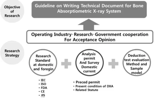 Fig. 3 Research strategy to develop the guideline on writing the technical document for the bone absorptiometric X-ray system