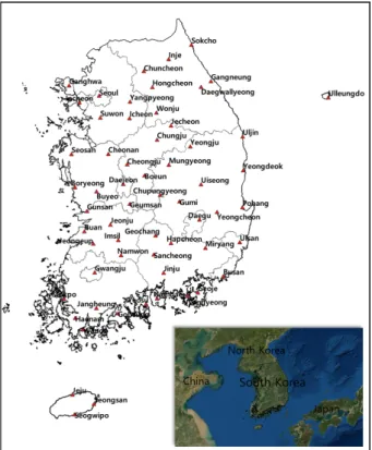 Fig. 1. Location of meteorological sites.