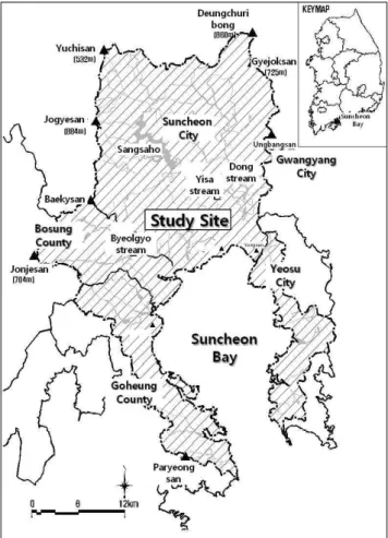 Figure  1.  The  location  map  of  the  study  site  in  Suncheon  Bay  watershed