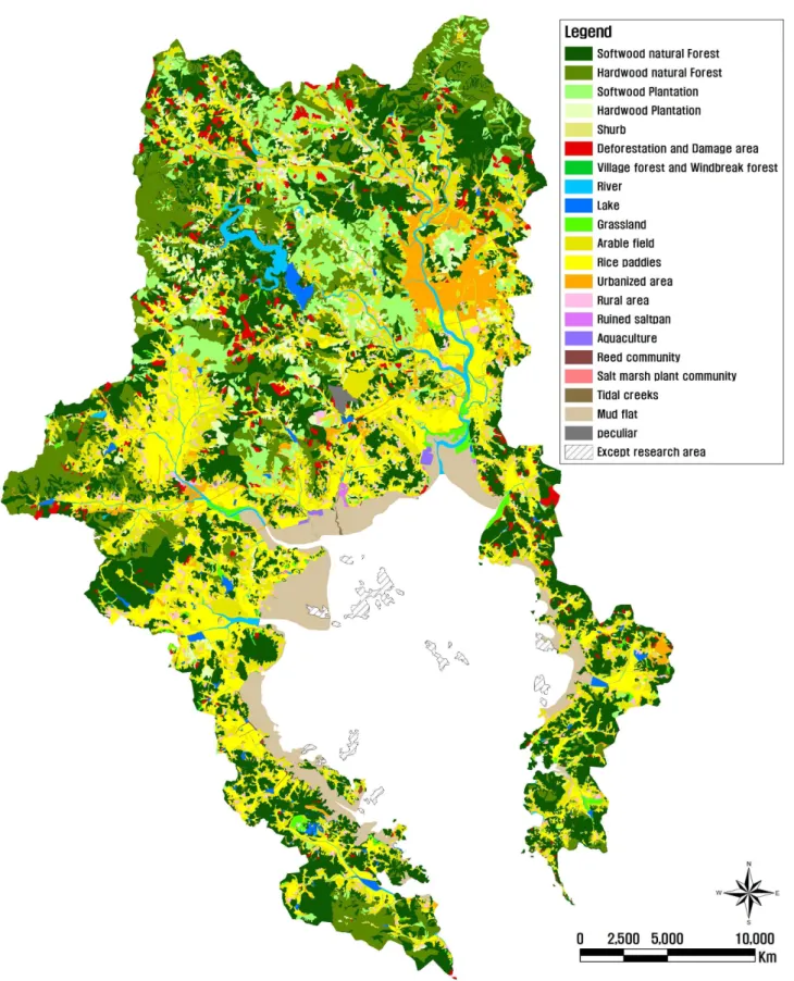 Figure  2.  The  biotope  map  of  Suncheon  Bay  watershed  area 