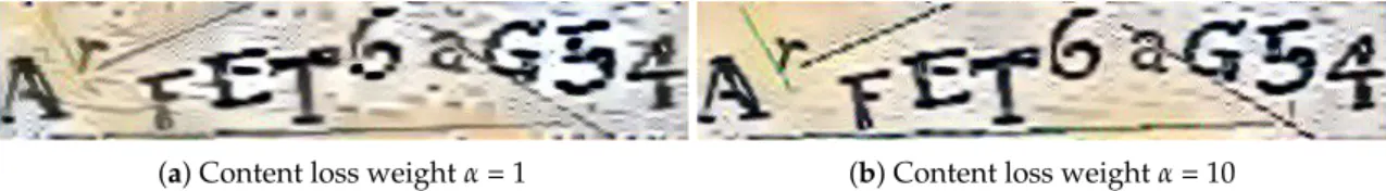 Figure 8 shows examples of style-plugged CAPTCHAs according to the content loss weight α