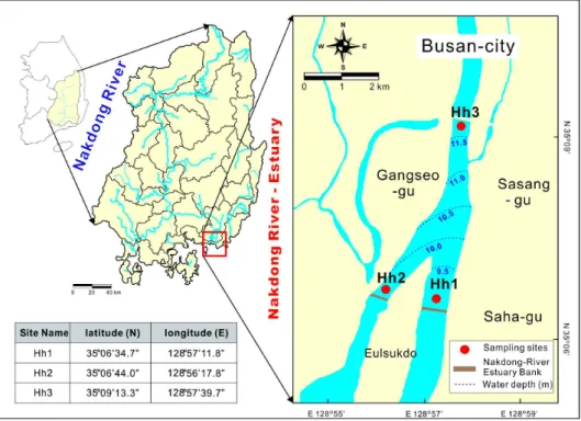 Fig. 1. Sampling sites, water depth, and geographical position of the study area.