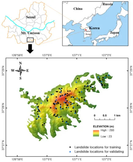 Figure 1. Landslide locations in the study area. 