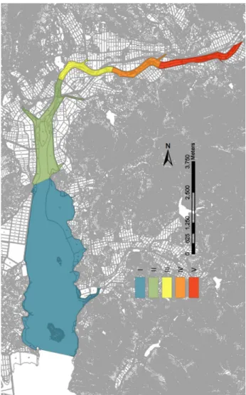 Fig. 1. Tamjin-river estuarin ecosystem divided into 5 research  sections(Ⅰ~Ⅴ)