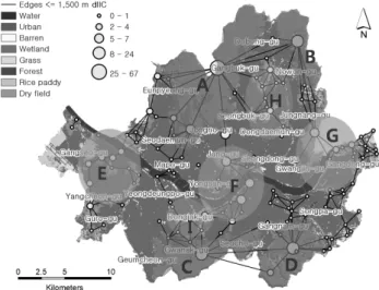 Figure 7. Proposed connectivity zones for conservation  planning. Zones A, B, C and D represent  areas of high local connectivity