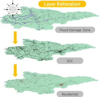 Fig. 3. Flood damage zone data extraction