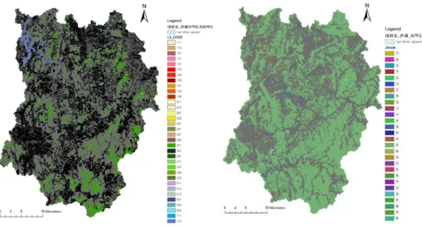 Fig. 3. Land cover map (Lv.3). Fig. 4. Cadastral map.