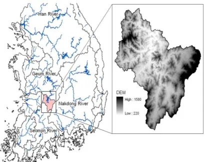 Fig. 1. Location of Yongdam catchment (extracted and edited from National Geographic Information Institute).