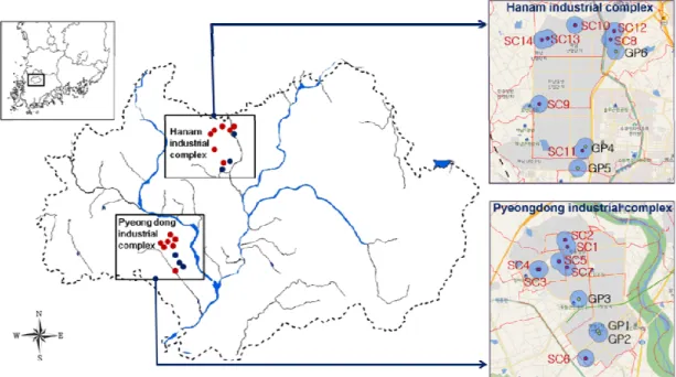 Fig. 1. Sampling sites in the industrial complexes of Gwangju.