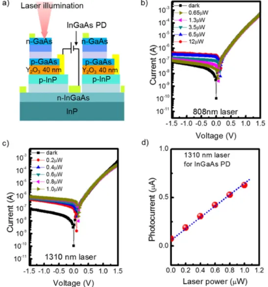 Figure 7.  Investigation on the performances of InGaAs bottom PD by using optical measurements