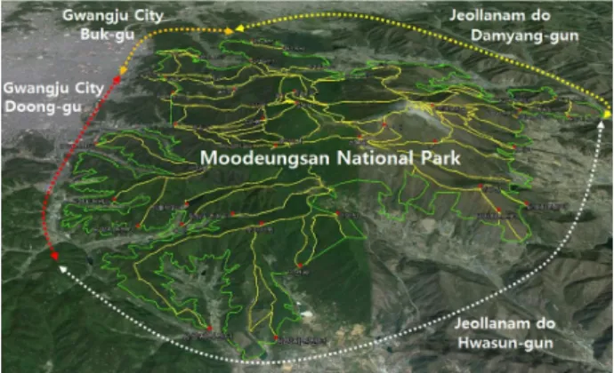 Fig. 1. Area around Moodeungsan National Park