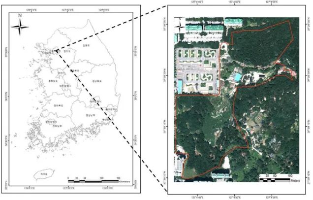 Fig. 1 Location of the study area in Nowongu, Seoul, Korea.