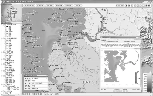 Fig.  9.  Inquiry  of  spatial  distribution Fig.  10은  EFDC  모델  모의  결과의  주요  정점에  대 한  수층별  결과를  텍스트  형태로  출력한  화면이다