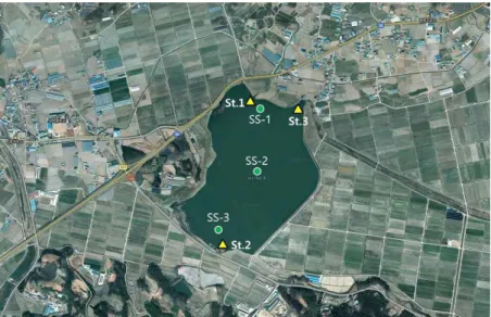 Fig. 1. Map of Seosan reservoir watershed with sampling sites.