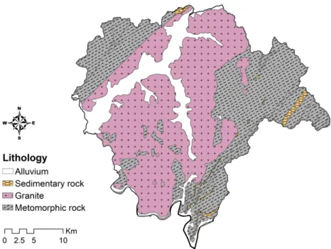 Fig. 1. Geological map showing major geologic units in the study area.