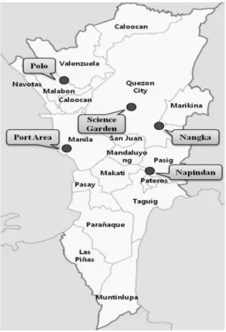 Fig. 1. The scope of the study area and the location of  all rain gauge stations in Metro Manila.