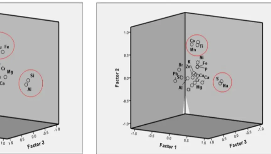 Fig.  6.  Factor  loadings  of  metallic  elements  component  in  PM 10  by varimax rotation (S industrial region).