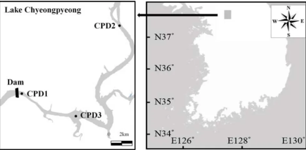 Fig. 1. A map showing the sampling site in the Lake Cheongpyeong.