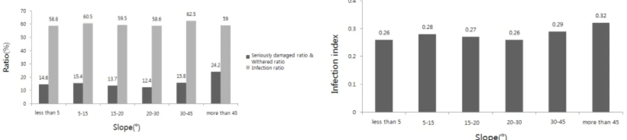 Fig. 6. Relationship graph between slope and infection degree.