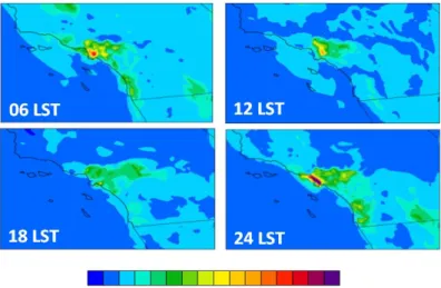 Fig. 4. Variation of horizontal distribution of CO 2  concentrations from HST, displayed by 6-hr interval on May 19 2010