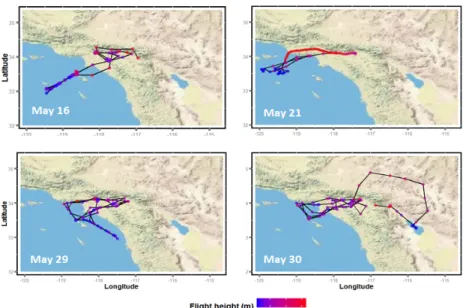 Fig. 3. The 4-day flight tracks of the NOAA P-3 aircraft during the study period. Each dot indicates CO 2  sampling points