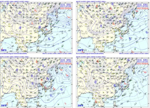 Fig. 3. Surface weather map for Dec. 23 26, 2009. 