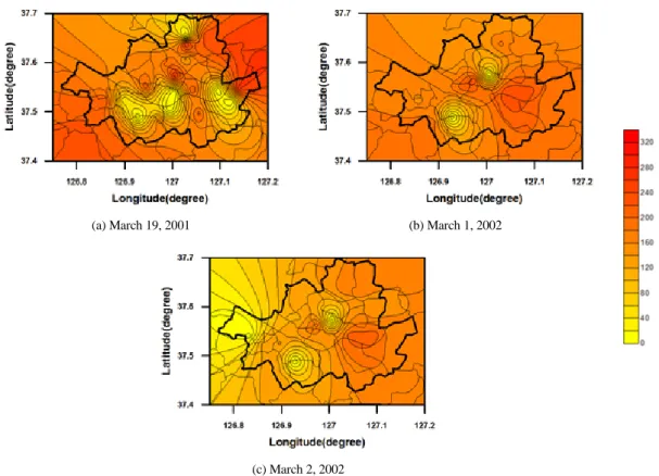 Fig. 2. Daily mean PM 10  concentration distribution in cases of Type 1.
