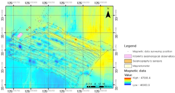 Fig. 4. Magnetic survey result of AMOS installation area.