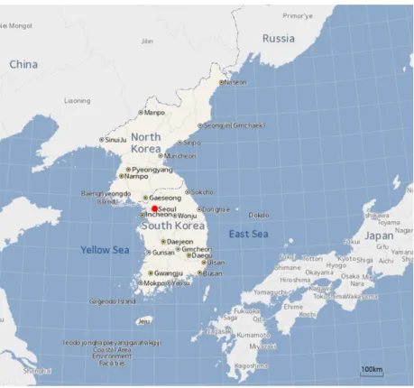 Figure 1. A map of South Korea. Source: The author took this map from National Geographic Information Platform of South Korea.