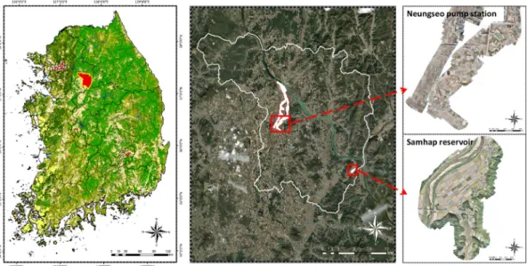 Fig. 1 Two study area for calculating irrigated area and establishing canal network