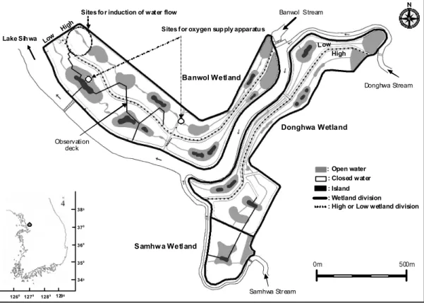 Fig. 1.  Map  showing  the  sampling  sites  in  the  Sihwa  Constructed  Wetland