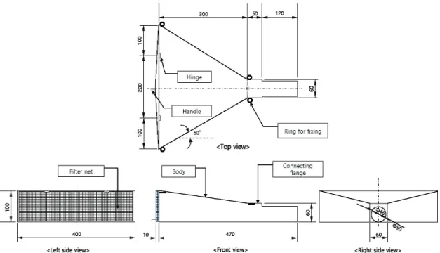 Fig. 1 Design drawing of the water catchment device