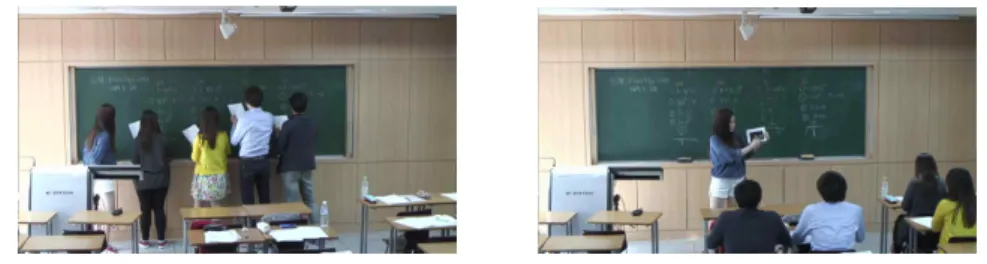 [그림 IV-2] 예비수학교사 4의 지각적 주의환기 전략을 사용한 사례 탐구적 주의환기 전략(A2)의 변화된 내용을 살펴보면 전개 단계에서 예비수학교사 2는 1차와 달리 추가로 유 리수를 수직선 위에 왜 나타내는 지에 대해 생각하고 발표하도록 하였다