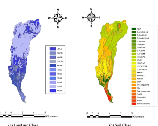 Fig. 3. Result of the present runoff simulation of the basin of Gangjeong stream.