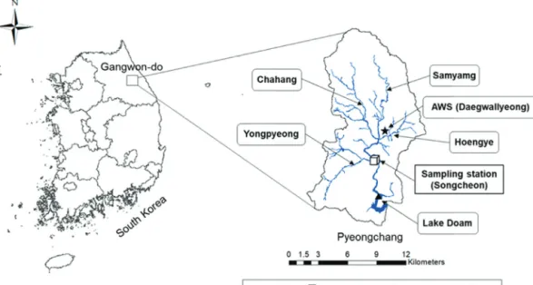 Fig. 1 Location of the study watershed and water sampling site