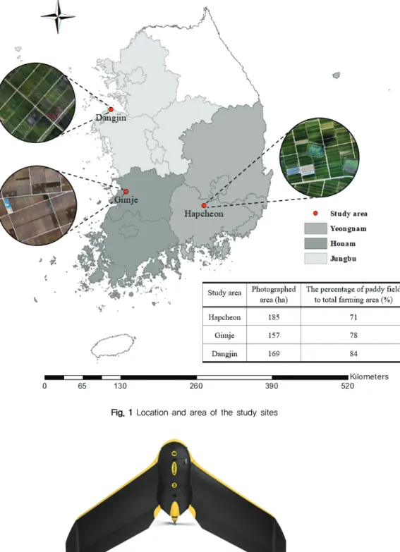 Fig. 1 Location and area of the study sites