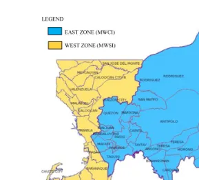 Fig.  2.  The  division  and  coverage  area  of  the  two private concessionaires