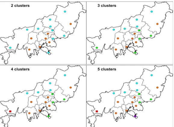 Fig. 4. Delineation of the daily max. ozone using hierarchial cluster analysis from 2007 to 2013