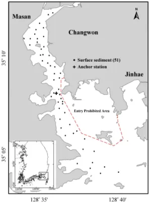 Fig. 1. Map showing 51 surface sediment Fig. 1. Map showing 51 surface sediment Fig. 1