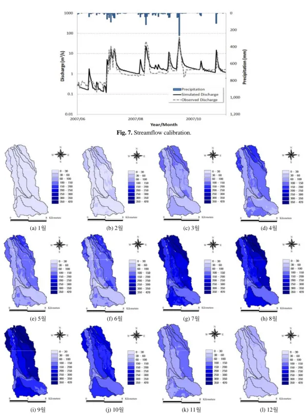 Fig. 7. Streamflow calibration.