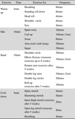 Table 3. Home Exercise Program List 