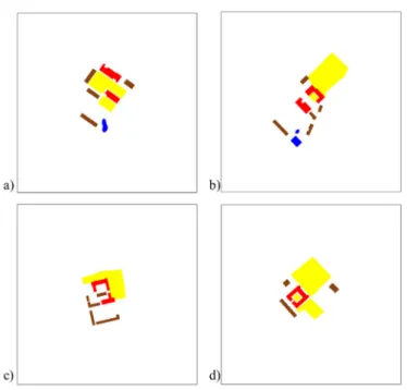 Figure 9. Cases with high similarity measures. (a) Mongsimjae and (b) Yi_Yonguk_House have a  similarity value of 0.87 for RBPO spatial relationship