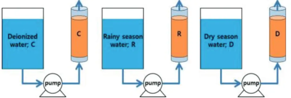 Fig. 9 Digital images of laboratory column experiments for As leaching rate