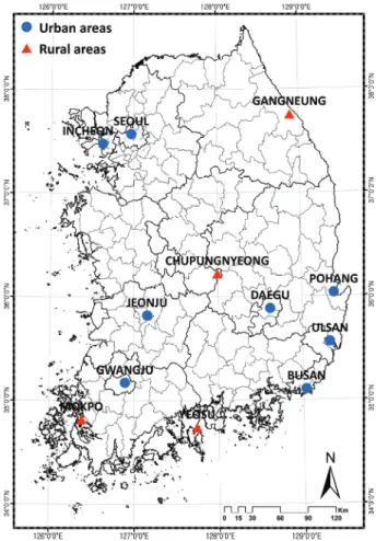 Table 1 Classification of the weather station between urban and  rural area