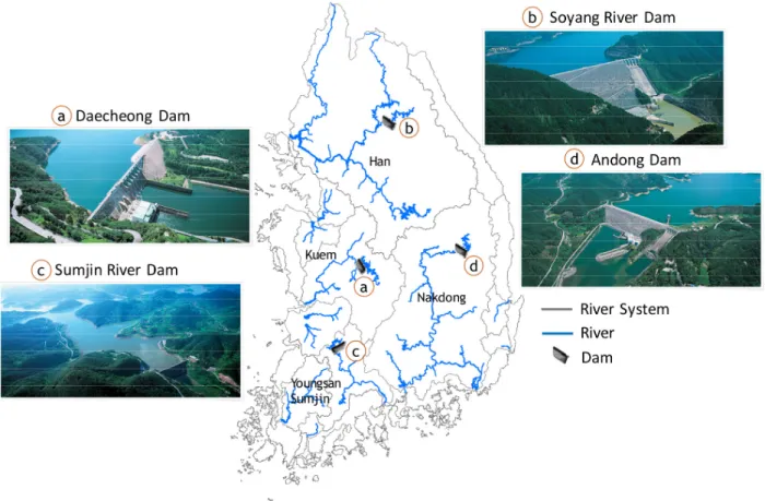 Fig. 1 Study Dams (Source: WAMIS)