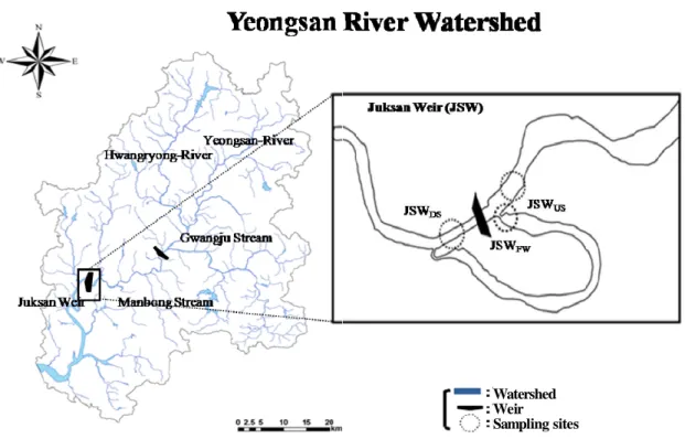Fig. 1. The structures and demensions of fishway in Juksan Weir of Yeongsan River watershed.