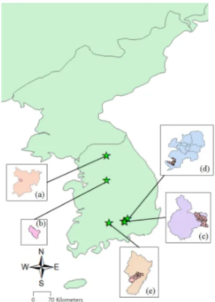 Fig. 1  Study sites for the soil moisture data assimilation scheme; 